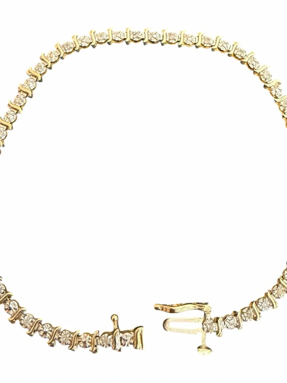 MGM Jewelry Inc 10K Gold Diamond Tennis Bracelet Safety Clasp Delicate Dainty - Picture 2 of 12